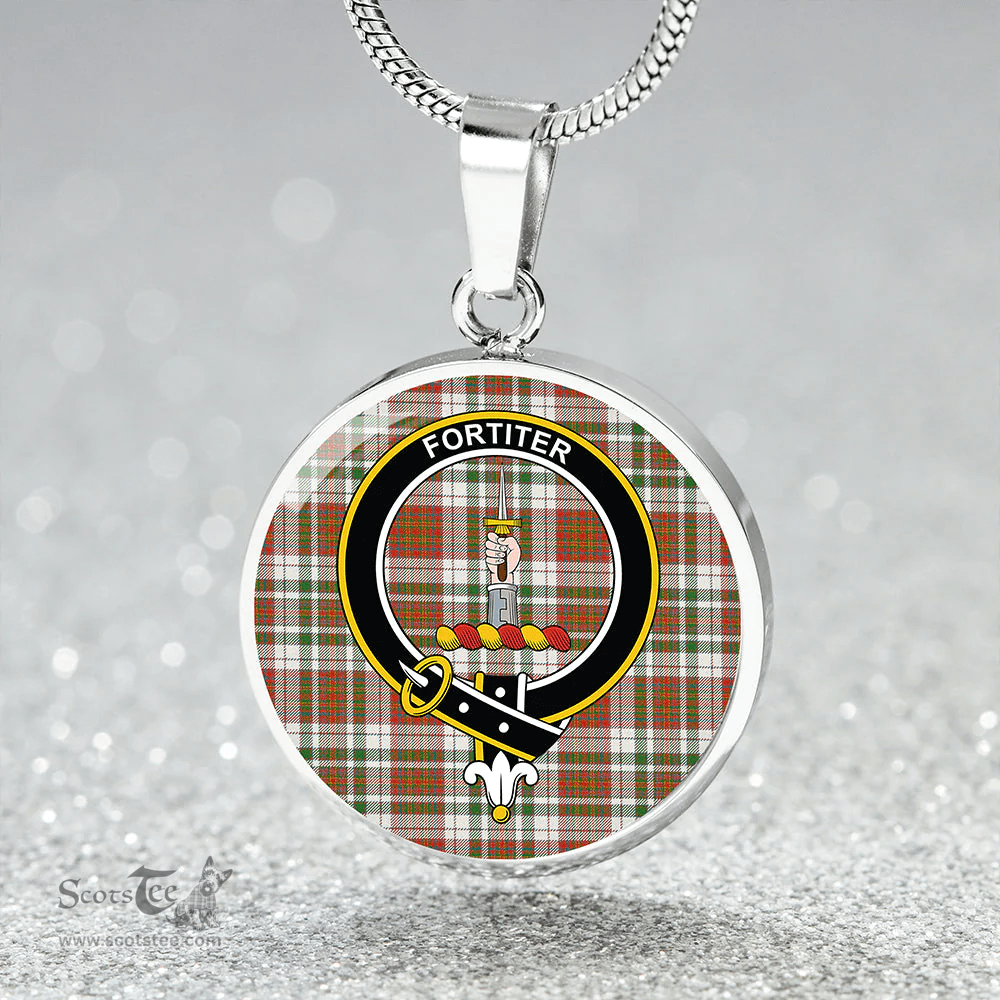 Scottish MacAlister Dress Ancient Clan Tartan Circle Necklace - Crest Classic Scottish Plaid Tartan Plaid