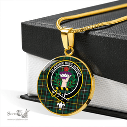 Scottish Buchanan Hunting Modern Clan Tartan Circle Necklace - Crest Classic Scottish Plaid Tartan Plaid