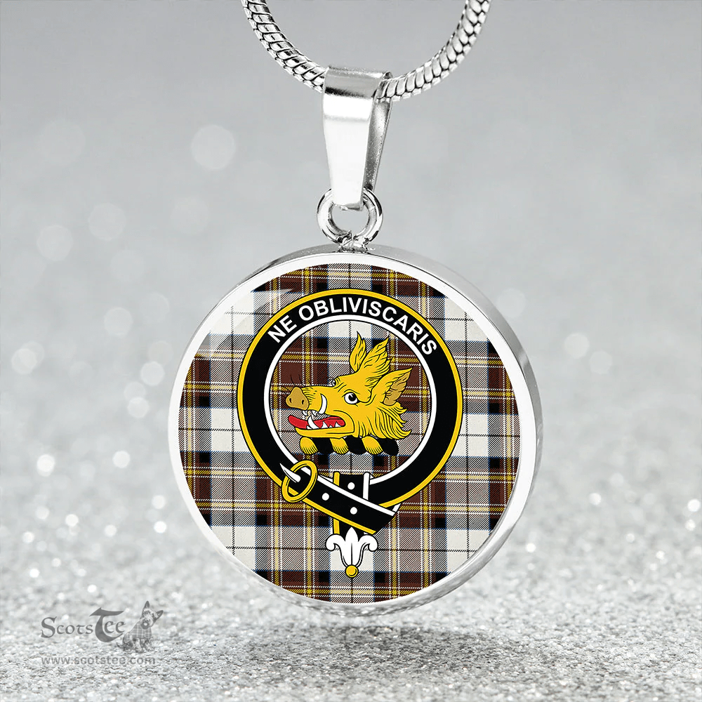 Scottish MacKellar Dress Modern Clan Tartan Circle Necklace - Crest Classic Scottish Plaid Tartan Plaid