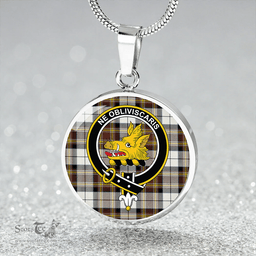 Scottish MacKellar Dress Modern Clan Tartan Circle Necklace - Crest Classic Scottish Plaid Tartan Plaid