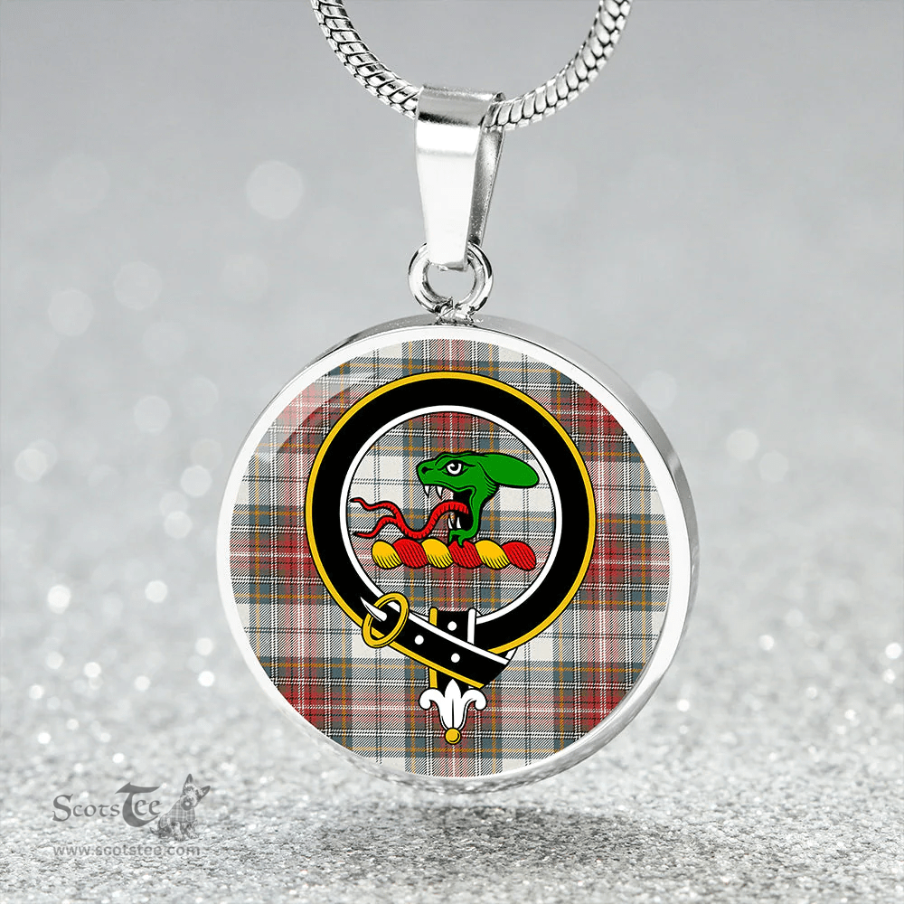 Scottish MacBeth Dress Weathered Clan Tartan Circle Necklace - Crest Classic Scottish Plaid Tartan Plaid