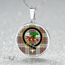 Scottish MacBeth Dress Weathered Clan Tartan Circle Necklace - Crest Classic Scottish Plaid Tartan Plaid