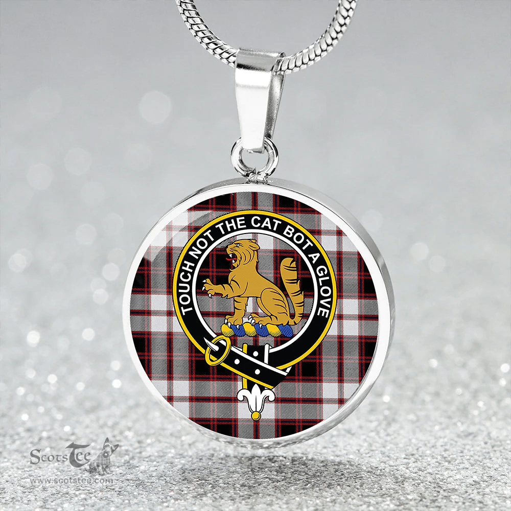 Scottish MacPherson of Pitmain Modern Clan Tartan Circle Necklace - Crest Classic Scottish Plaid Tartan Plaid