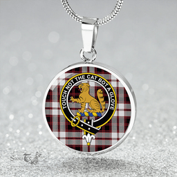 Scottish MacPherson of Pitmain Modern Clan Tartan Circle Necklace - Crest Classic Scottish Plaid Tartan Plaid