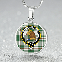 Scottish MacGregor Dress Green (Gregor Dress Green) Modern Clan Tartan Circle Necklace - Crest Classic Scottish Plaid Tartan Plaid