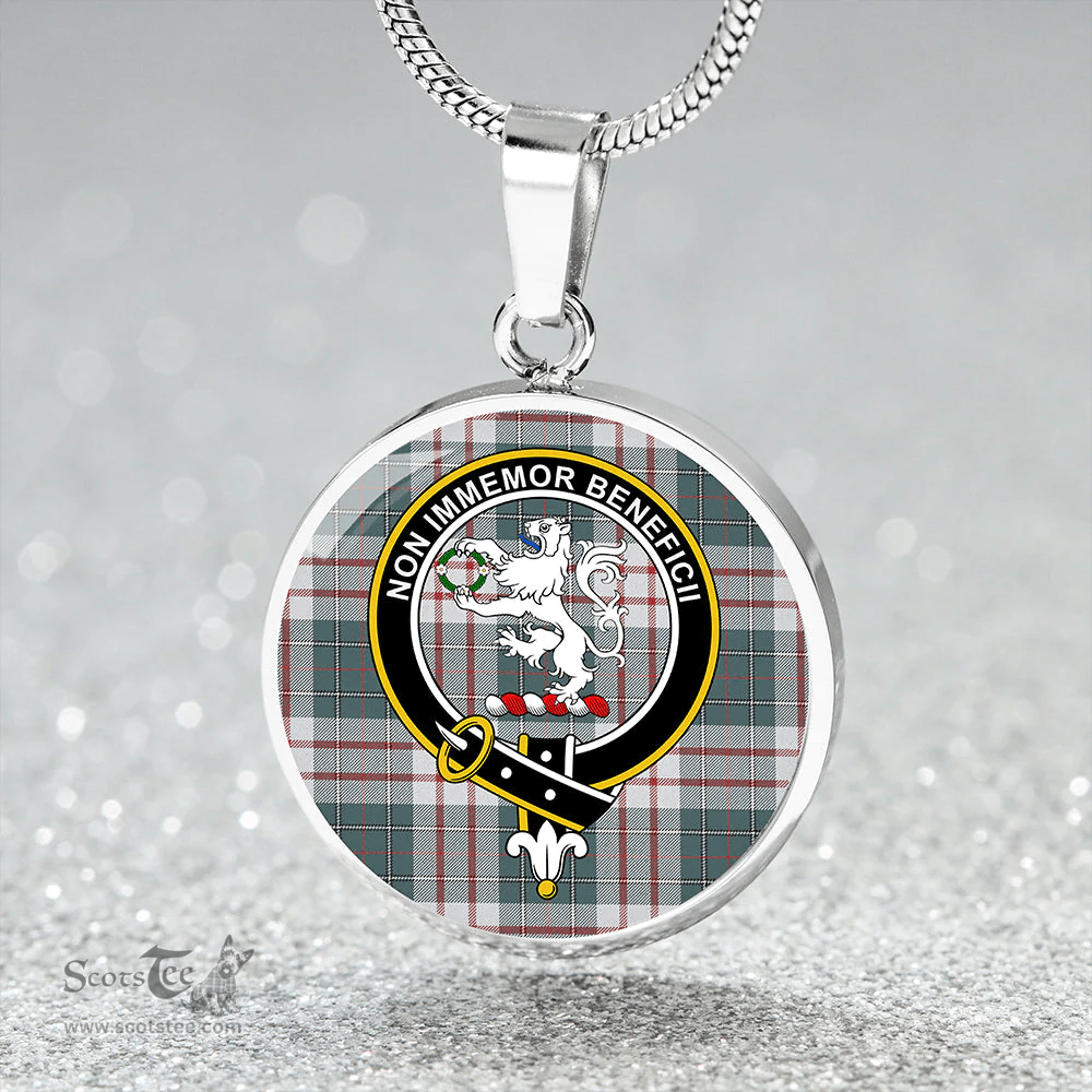 Scottish MacDiarmid Dress Weathered Clan Tartan Circle Necklace - Crest Classic Scottish Plaid Tartan Plaid