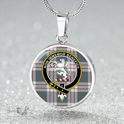 Scottish MacDiarmid Dress Weathered Clan Tartan Circle Necklace - Crest Classic Scottish Plaid Tartan Plaid