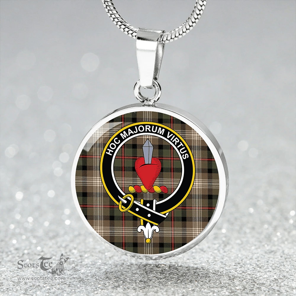 Scottish Logan #8 Ancient Clan Tartan Circle Necklace - Crest Classic Scottish Plaid Tartan Plaid