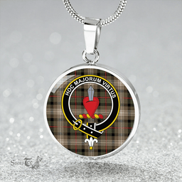 Scottish Logan #8 Ancient Clan Tartan Circle Necklace - Crest Classic Scottish Plaid Tartan Plaid