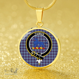 Scottish Bruce 1985 Weathered Clan Tartan Circle Necklace - Crest Classic Scottish Plaid Tartan Plaid