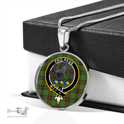 Scottish MacFie Hunting (MacPhee Hunting) Ancient Clan Tartan Circle Necklace - Crest Classic Scottish Plaid Tartan Plaid