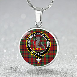 Scottish MacBean of Tomatin (MacBain of Tomatin) Modern Clan Tartan Circle Necklace - Crest Classic Scottish Plaid Tartan Plaid