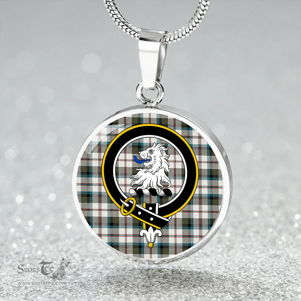 Scottish MacNaughton Dress #2 Ancient Clan Tartan Circle Necklace - Crest Classic Scottish Plaid Tartan Plaid