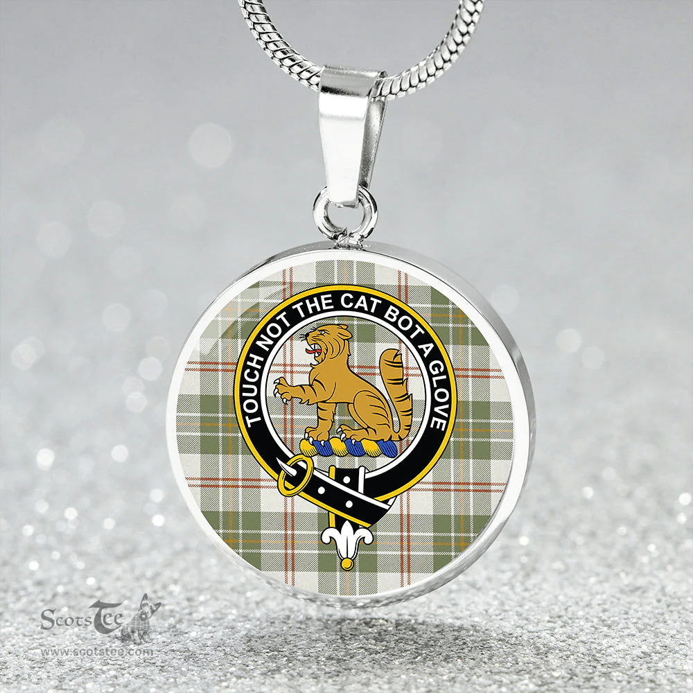 Scottish MacPherson Dress Blue Ancient Clan Tartan Circle Necklace - Crest Classic Scottish Plaid Tartan Plaid