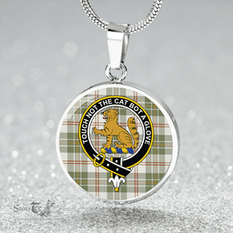 Scottish MacPherson Dress Blue Ancient Clan Tartan Circle Necklace - Crest Classic Scottish Plaid Tartan Plaid