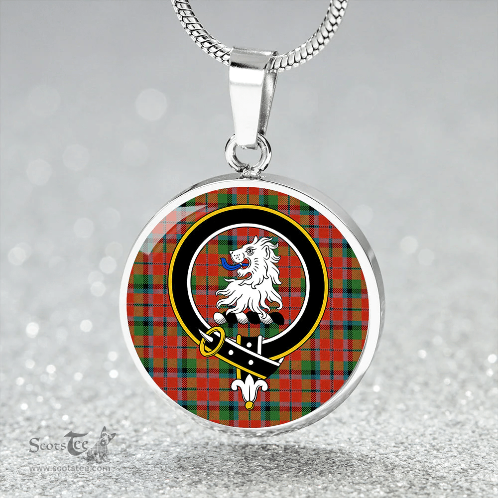 Scottish MacNaughton Ancient Clan Tartan Circle Necklace - Crest Classic Scottish Plaid Tartan Plaid