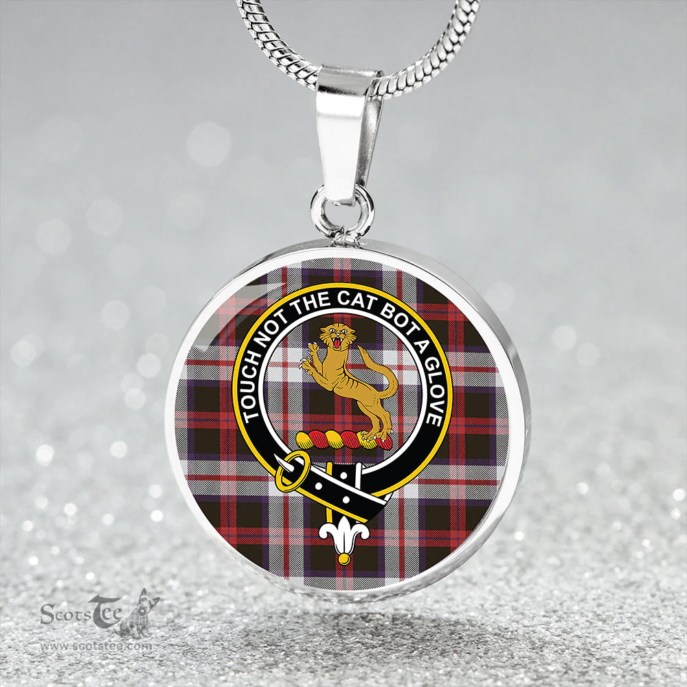Scottish MacKintosh Dress Weathered Clan Tartan Circle Necklace - Crest Classic Scottish Plaid Tartan Plaid