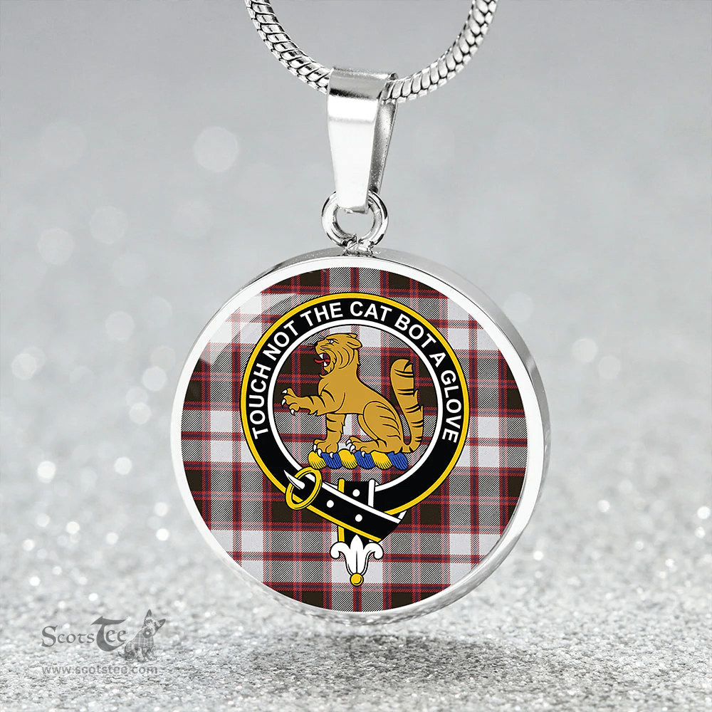 Scottish MacPherson of Pitmain Weathered Clan Tartan Circle Necklace - Crest Classic Scottish Plaid Tartan Plaid