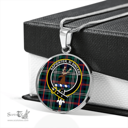 Scottish Davidson Double Modern Clan Tartan Circle Necklace - Crest Classic Scottish Plaid Tartan Plaid