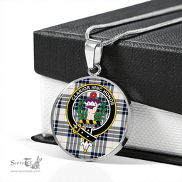 Scottish Buchanan Dress Dance Blue Clan Tartan Circle Necklace - Crest Classic Scottish Plaid Tartan Plaid