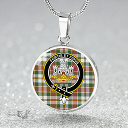 Scottish MacLachlan Dress Ancient Clan Tartan Circle Necklace - Crest Classic Scottish Plaid Tartan Plaid