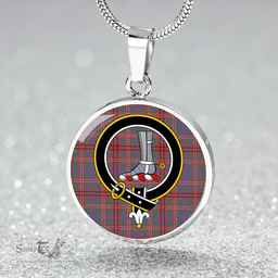 Scottish MacCall Weathered Clan Tartan Circle Necklace - Crest Classic Scottish Plaid Tartan Plaid