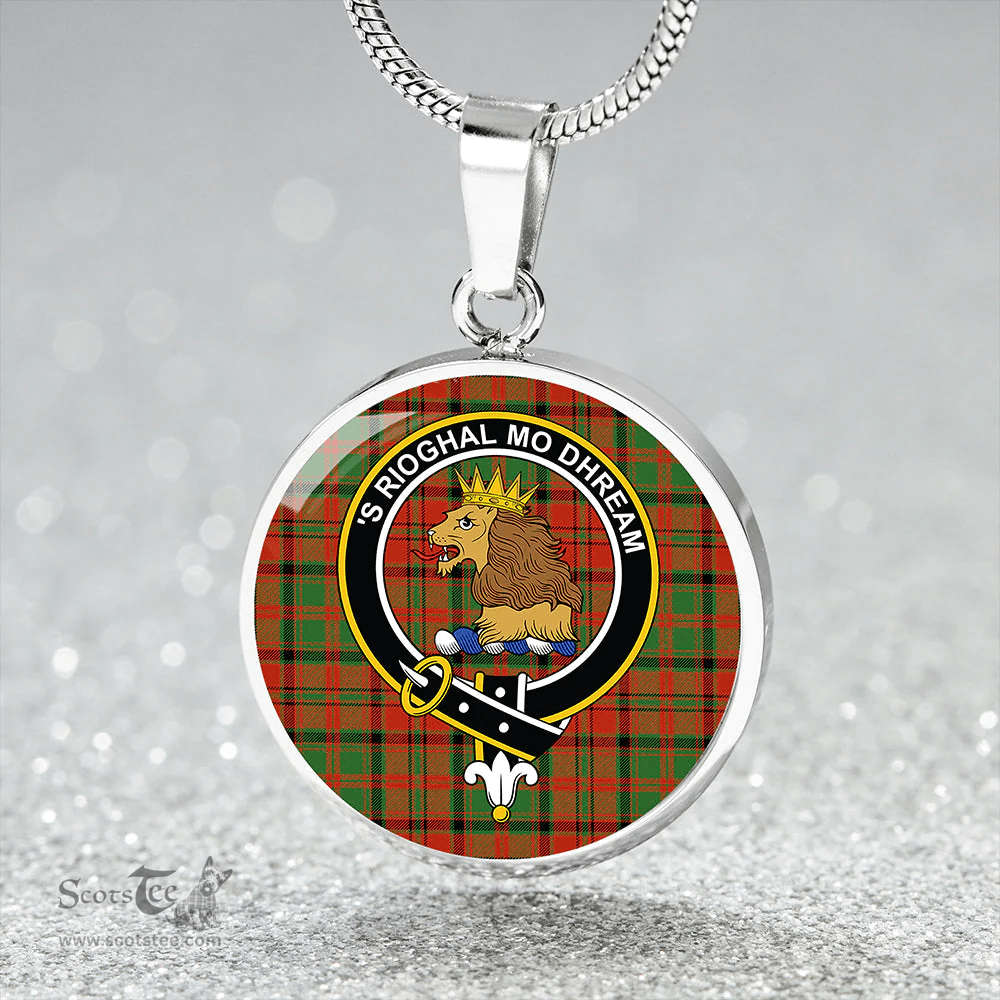 Scottish MacNeish Ancient Clan Tartan Circle Necklace - Crest Classic Scottish Plaid Tartan Plaid
