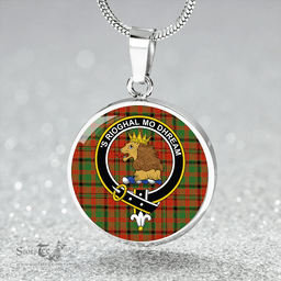 Scottish MacNeish Ancient Clan Tartan Circle Necklace - Crest Classic Scottish Plaid Tartan Plaid