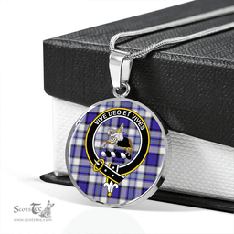 Scottish Craig Paisley (Craigie Paisley) Modern Clan Tartan Circle Necklace - Crest Classic Scottish Plaid Tartan Plaid