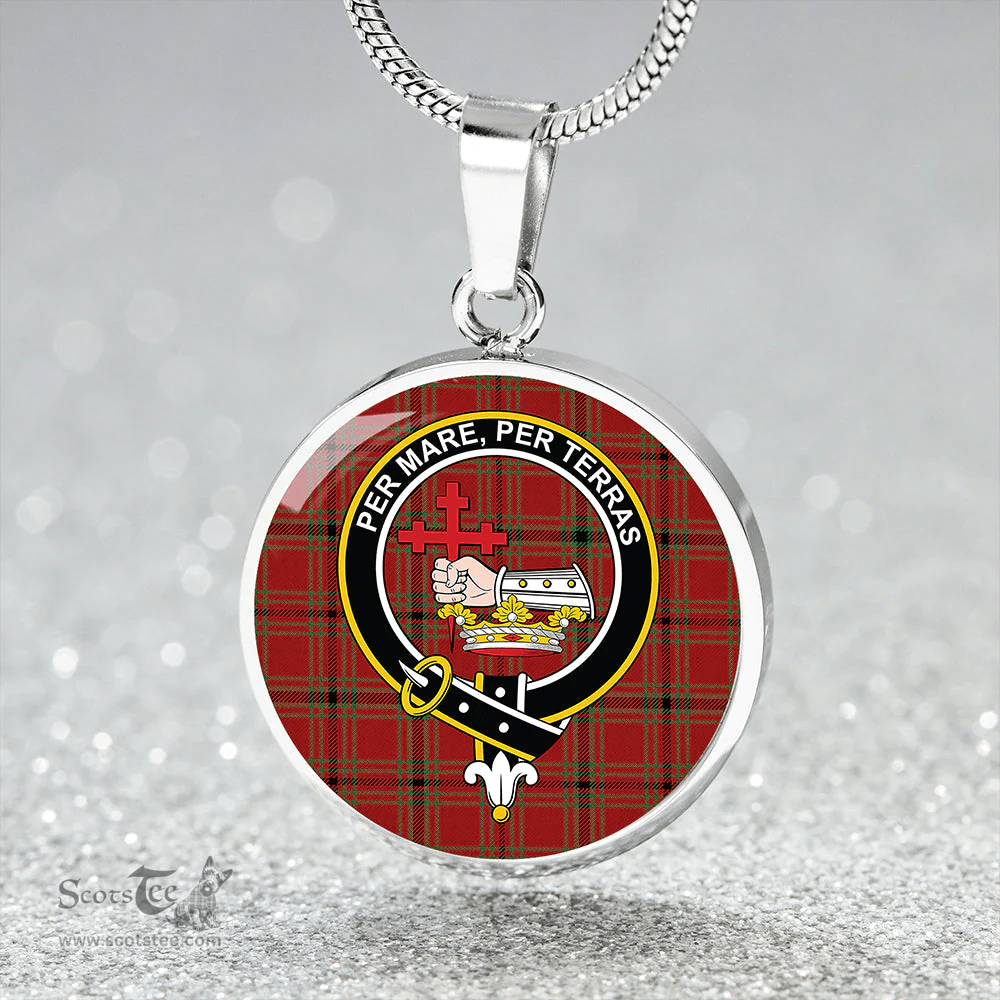 Scottish MacDonald of Belfinlay Modern Clan Tartan Circle Necklace - Crest Classic Scottish Plaid Tartan Plaid