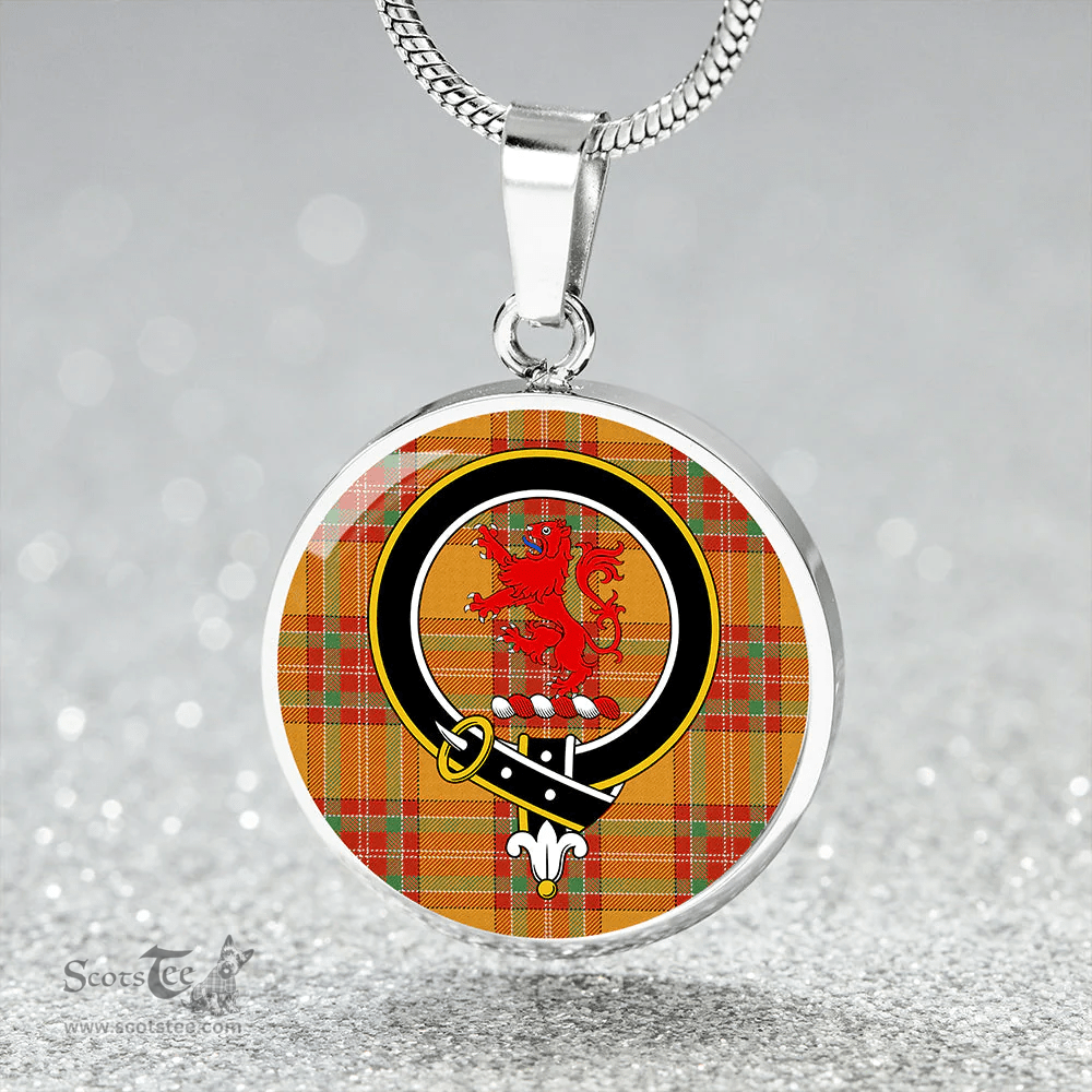 Scottish MacBrair Ancient Clan Tartan Circle Necklace - Crest Classic Scottish Plaid Tartan Plaid
