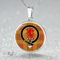 Scottish MacBrair Ancient Clan Tartan Circle Necklace - Crest Classic Scottish Plaid Tartan Plaid