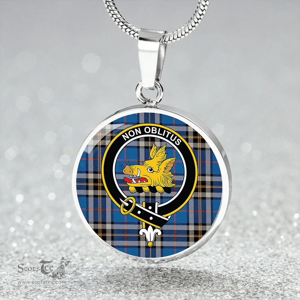 Scottish MacTavish Dress Ancient Clan Tartan Circle Necklace - Crest Classic Scottish Plaid Tartan Plaid