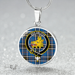 Scottish MacTavish Dress Ancient Clan Tartan Circle Necklace - Crest Classic Scottish Plaid Tartan Plaid