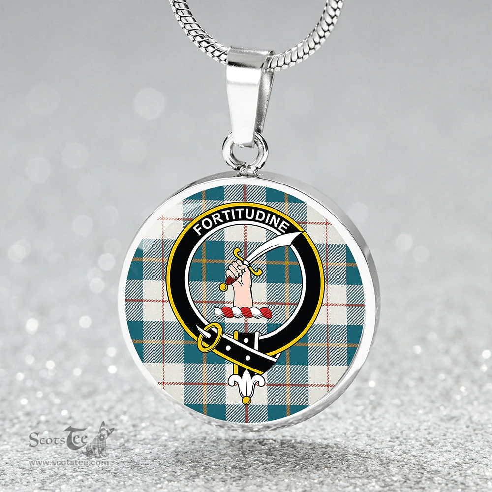 Scottish MacRae of Conchra Ancient Clan Tartan Circle Necklace - Crest Classic Scottish Plaid Tartan Plaid