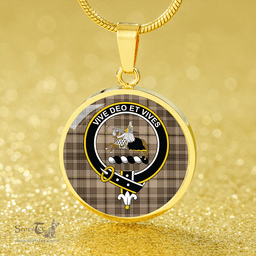 Scottish Craig (Craigie) Weathered Clan Tartan Circle Necklace - Crest Classic Scottish Plaid Tartan Plaid