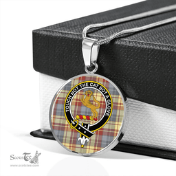 Scottish MacGlashan 1800 Ancient Clan Tartan Circle Necklace - Crest Classic Scottish Plaid Tartan Plaid