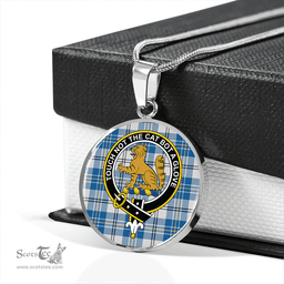 Scottish MacPherson Dress Royal Blue #2 Ancient Clan Tartan Circle Necklace - Crest Classic Scottish Plaid Tartan Plaid