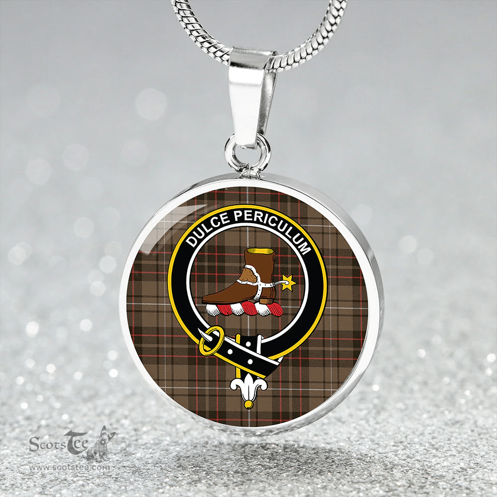 Scottish MacAulay of Lewis Weathered Clan Tartan Circle Necklace - Crest Classic Scottish Plaid Tartan Plaid