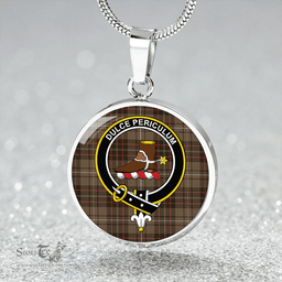 Scottish MacAulay of Lewis Weathered Clan Tartan Circle Necklace - Crest Classic Scottish Plaid Tartan Plaid