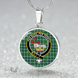 Scottish MacDonald Lord of the Isles; Hunting Ancient Clan Tartan Circle Necklace - Crest Classic Scottish Plaid Tartan Plaid
