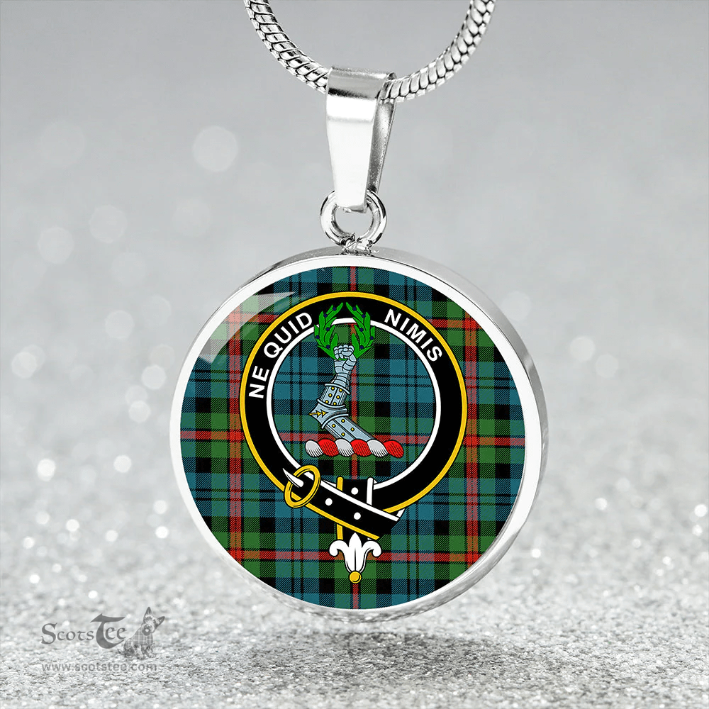 Scottish MacKinlay Ancient Clan Tartan Circle Necklace - Crest Classic Scottish Plaid Tartan Plaid
