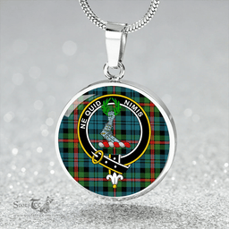 Scottish MacKinlay Ancient Clan Tartan Circle Necklace - Crest Classic Scottish Plaid Tartan Plaid