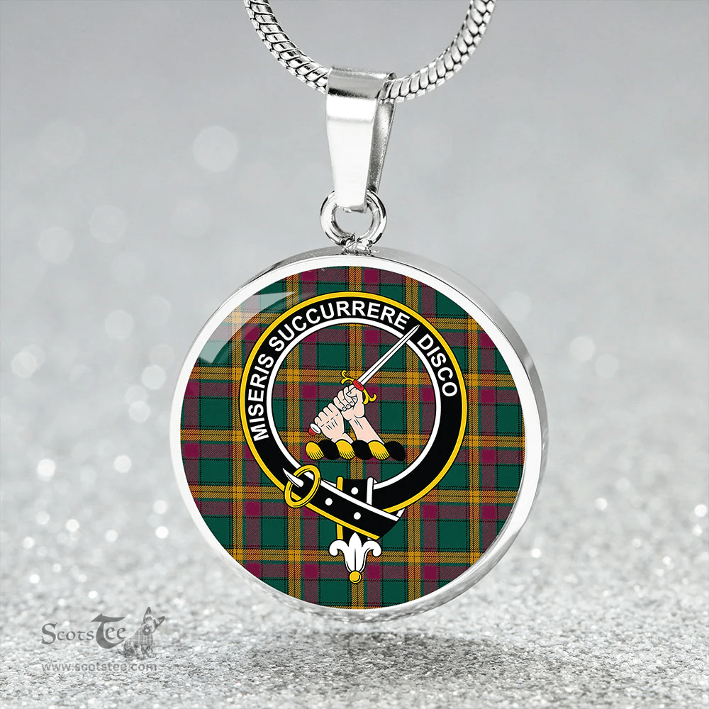 Scottish MacMillan Ancient (Clans Originaux) Modern Clan Tartan Circle Necklace - Crest Classic Scottish Plaid Tartan Plaid