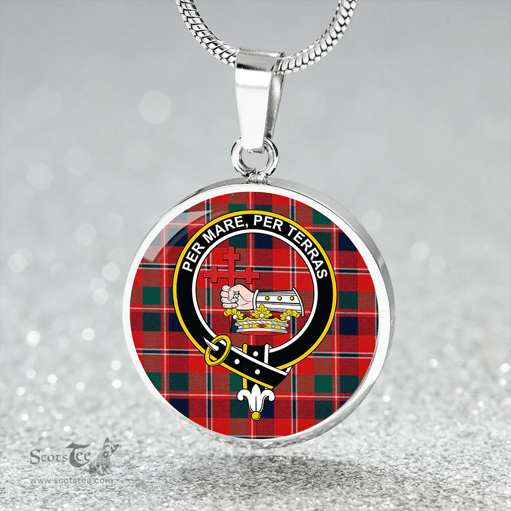 Scottish MacDonald of Glenaladale #2 (Donald Glenfinnan) Modern Clan Tartan Circle Necklace - Crest Classic Scottish Plaid Tartan Plaid