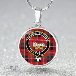 Scottish MacDonald of Glenaladale #2 (Donald Glenfinnan) Modern Clan Tartan Circle Necklace - Crest Classic Scottish Plaid Tartan Plaid