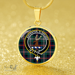 Scottish Davidson Double Modern Clan Tartan Circle Necklace - Crest Classic Scottish Plaid Tartan Plaid