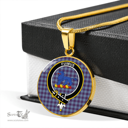 Scottish Bruce 1985 Weathered Clan Tartan Circle Necklace - Crest Classic Scottish Plaid Tartan Plaid