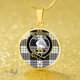 Scottish Campbell of Cawdor Dress Modern 2 Clan Tartan Circle Necklace - Crest Classic Scottish Plaid Tartan Plaid