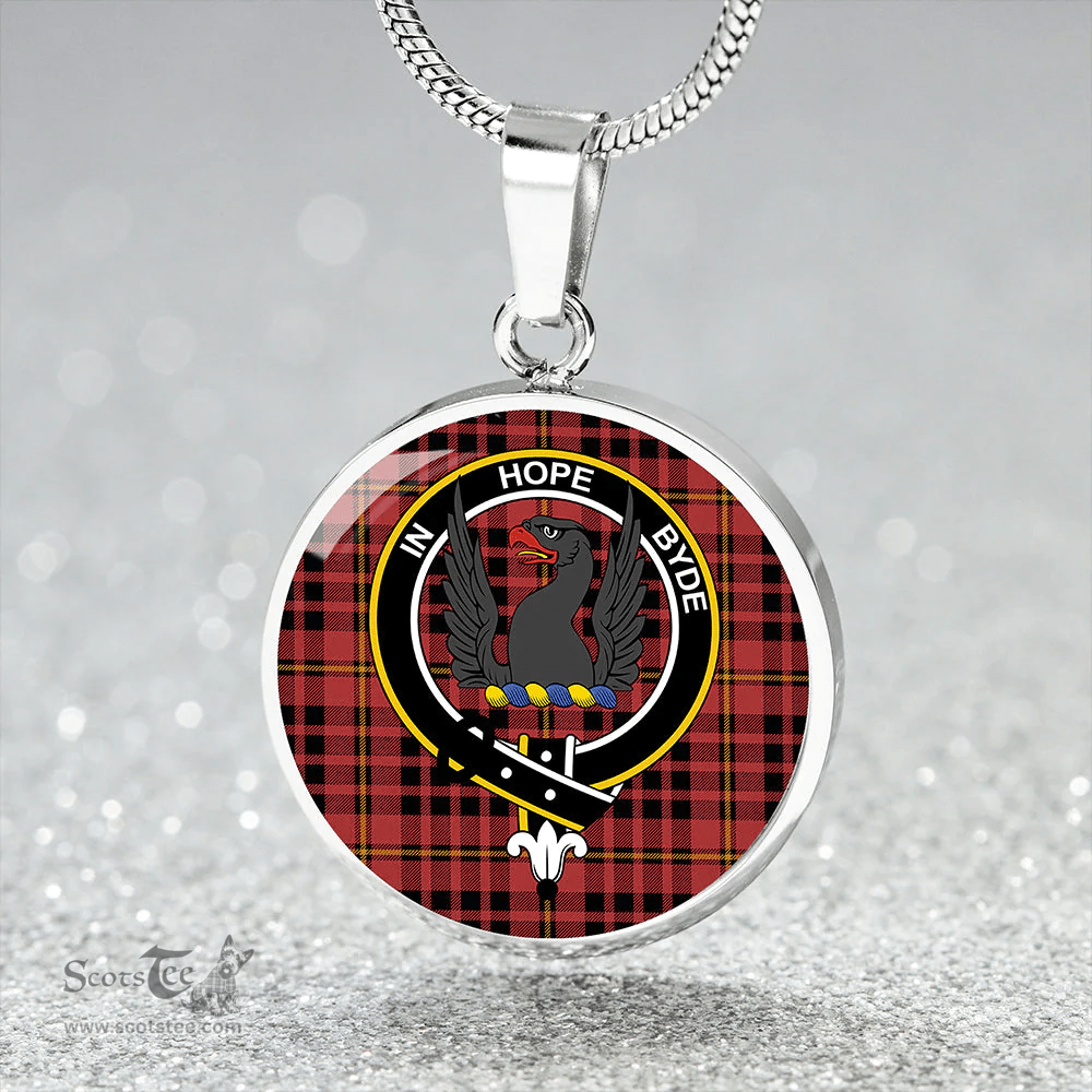 Scottish MacIan Ancient Clan Tartan Circle Necklace - Crest Classic Scottish Plaid Tartan Plaid